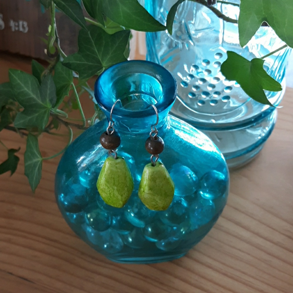Lime Green Bead Earrings